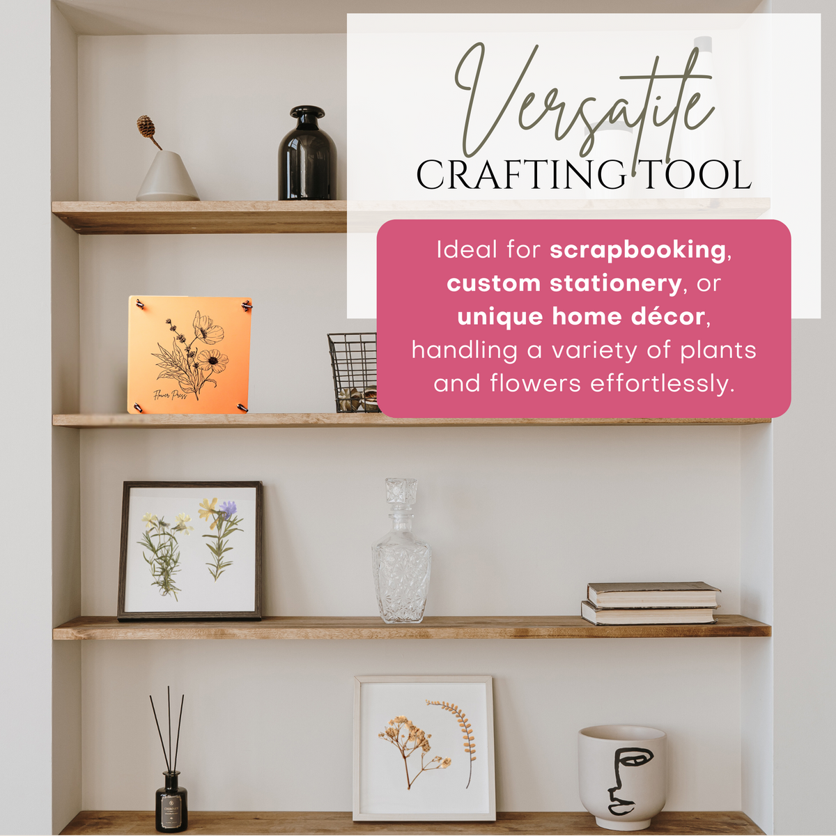 Wooden Flower Press Kit – 10 Layers with White Absorbent Sheets & Ebook Guide