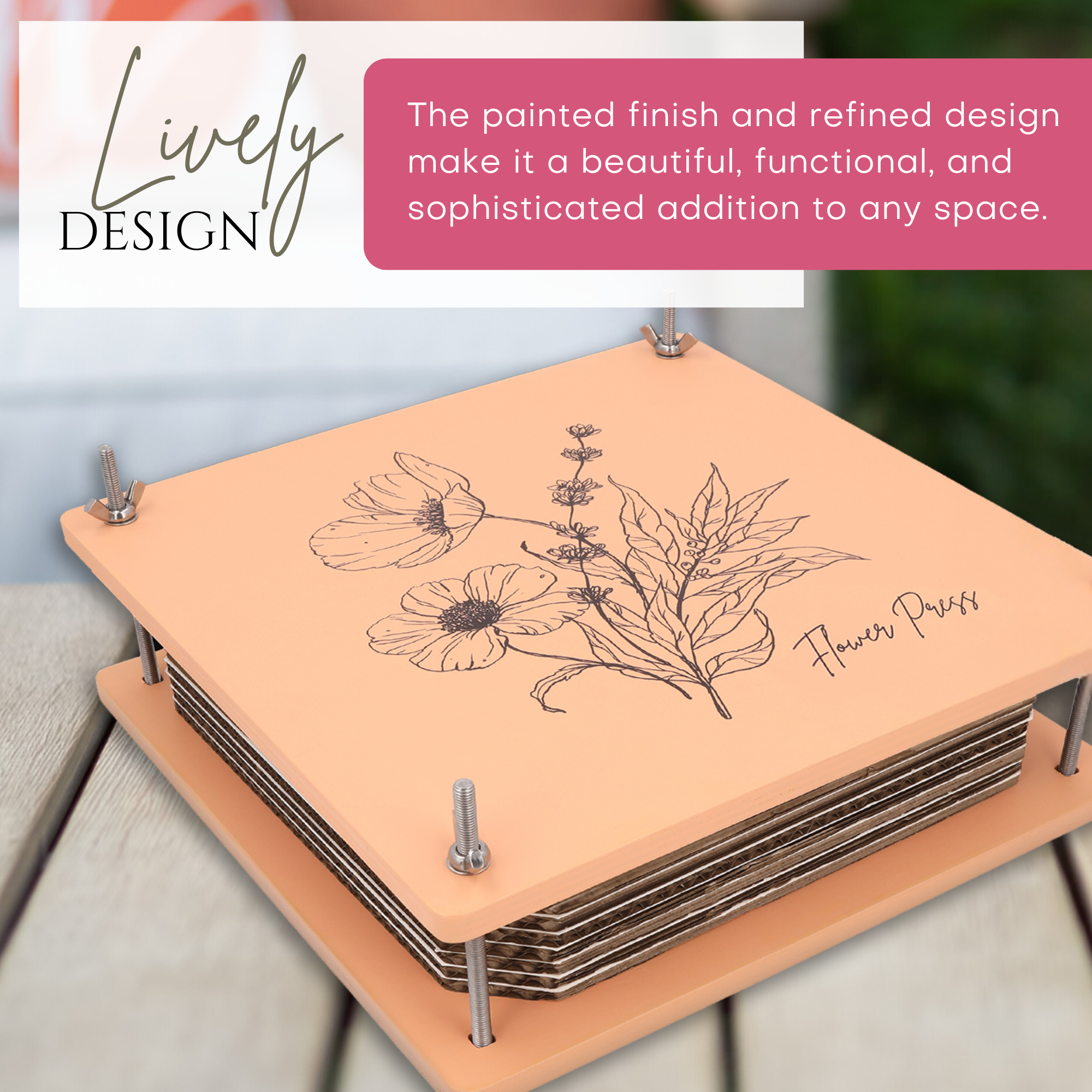Wooden Flower Press Kit – 10 Layers with White Absorbent Sheets & Ebook Guide